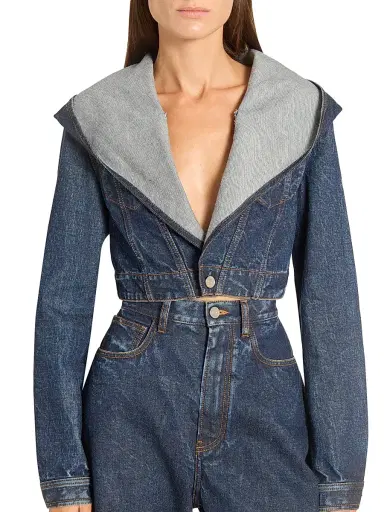 Alaïa Women's Hooded Denim Jacket - Dock Blue | Thumbnail 6