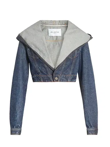 Alaïa Women's Hooded Denim Jacket - Dock Blue | Thumbnail 1