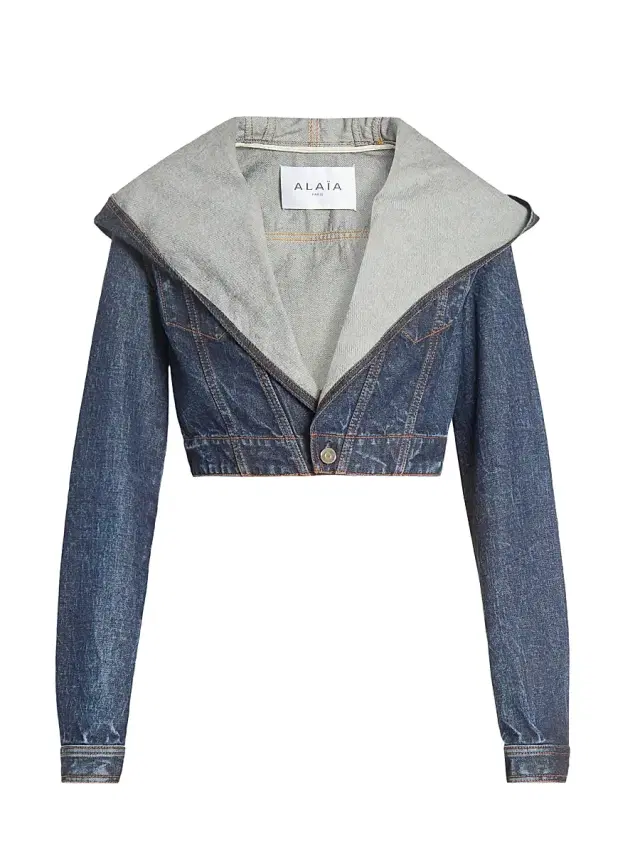 ALAIA Women's Hooded Denim Jacket - Dock Blue
