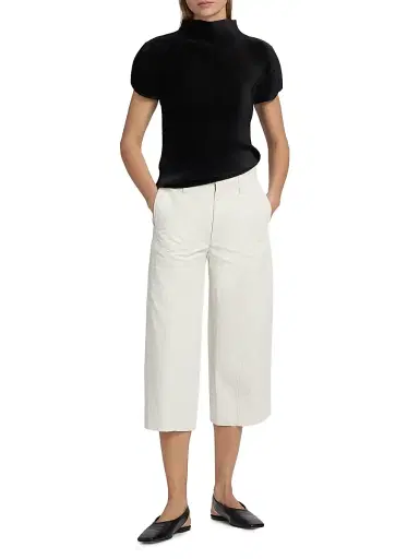 Issey Miyake Women's Wide-Leg Crop Pants - Off White - Size Small | Thumbnail 2