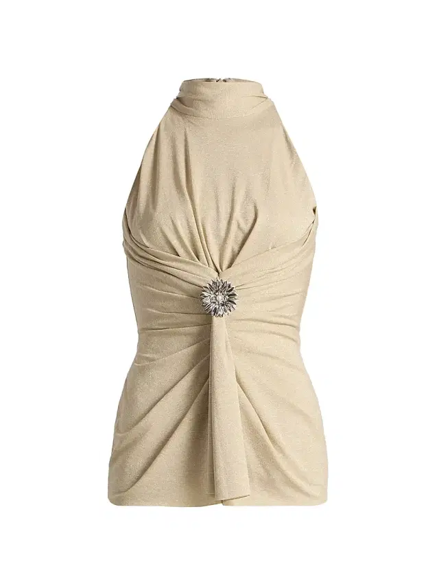 Chiara Boni La Petite Robe Women's Cara Mock Turtleneck Top - Gilded Desert