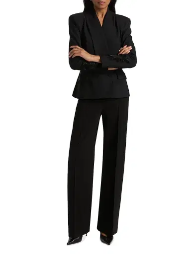 Chiara Boni La Petite Robe Women's Bariel Beaded Cuff Blazer - Black - Size 2 | Thumbnail 2 Chiara Boni La Petite Robe Women's Bariel Beaded Cuff Blazer - Black - Size 2 | Thumbnail 2