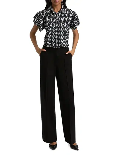Chiara Boni La Petite Robe Women's Jin Polka Dot Flutter Sleeve Top - Bette Small Black | Thumbnail 2 Chiara Boni La Petite Robe Women's Jin Polka Dot Flutter Sleeve Top - Bette Small Black | Thumbnail 2