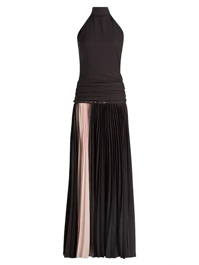 Chiara Boni La Petite Robe Women's Etani Plisse Drop-Waist Halter Gown