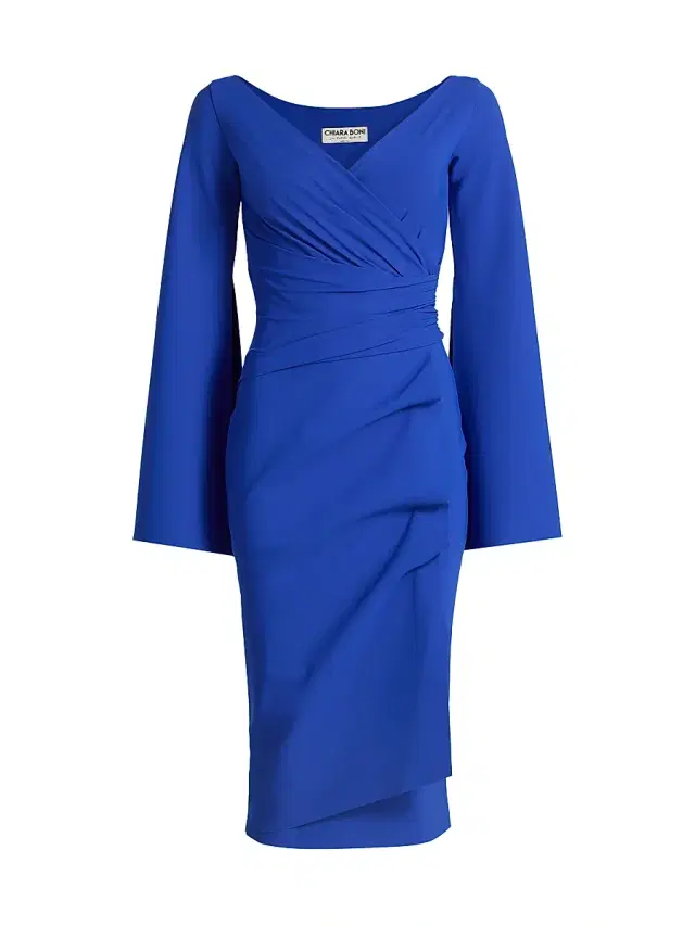 Chiara Boni La Petite Robe Women's Isoshi Cape Sleeve Cocktail Dress - Blu Klein