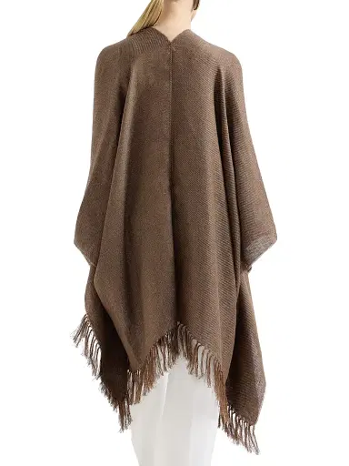 Brunello Cucinelli Women's Sparkling Linen Cover Poncho - Brown | Thumbnail 3