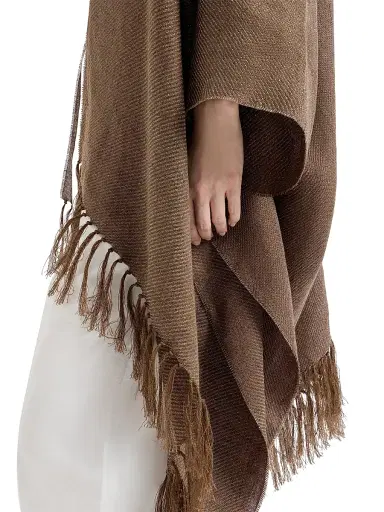 Brunello Cucinelli Women's Sparkling Linen Cover Poncho - Brown | Thumbnail 4