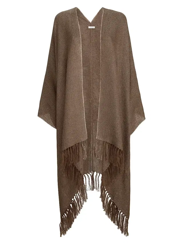 Brunello Cucinelli Women's Sparkling Linen Cover Poncho - Brown