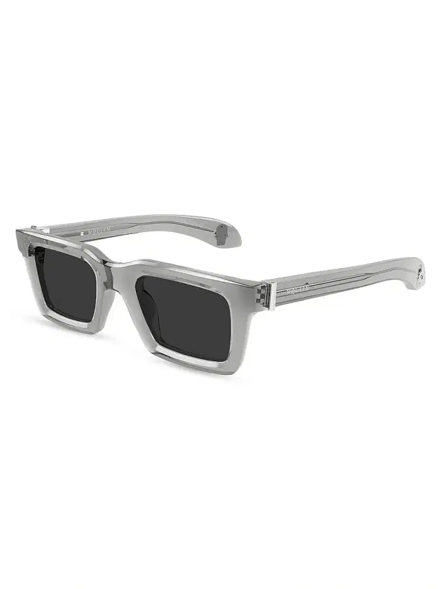 McQueen Men's Skull Hardware 50MM Square Sunglasses - Grey Black
