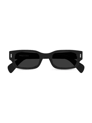 Alexander McQueen Men's T-Bar Rivet 50MM Rectagular Sunglasses - Black | Thumbnail 2