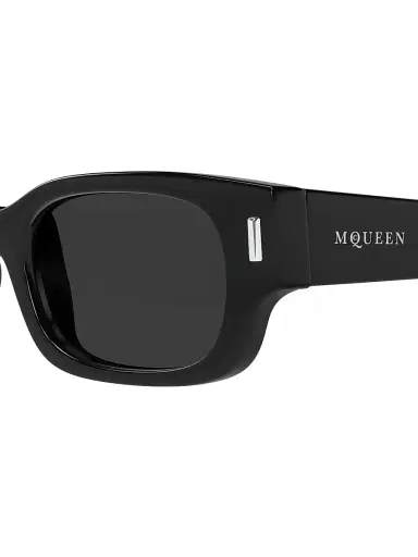 Alexander McQueen Men's T-Bar Rivet 50MM Rectagular Sunglasses - Black | Thumbnail 3