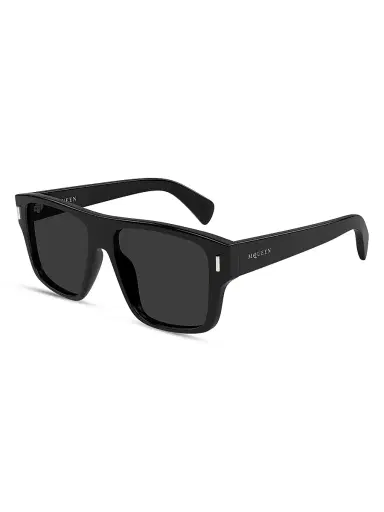 Alexander McQueen Men's T-Bar Rivet 55MM Square Sunglasses - Black | Thumbnail 1