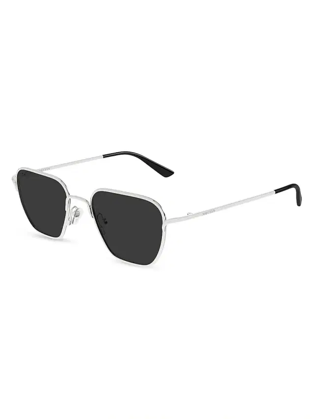 McQueen Men's Linear 50MM Rectangle Metal Sunglasses - Silver Black