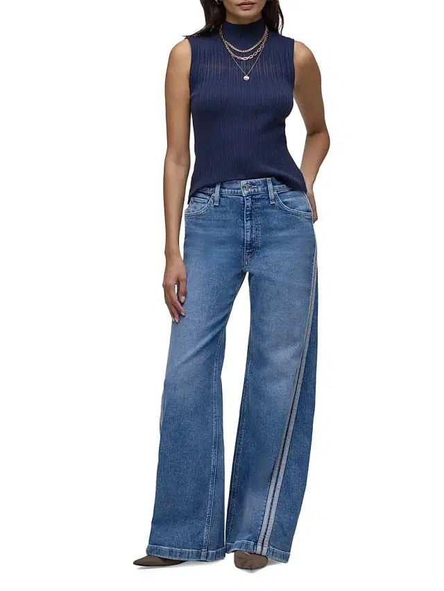 Women's Jodi Track-Detail Wide-Leg Loose-Fit Jeans - National