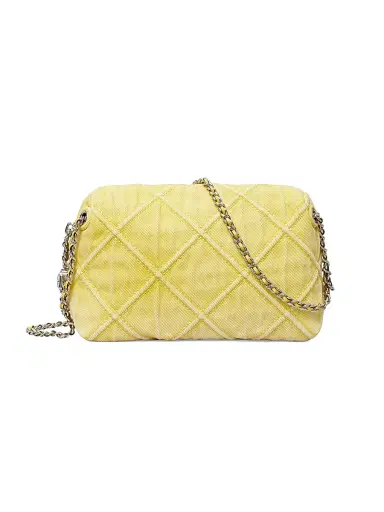 Tory Burch Women's Fleming Soft Denim Crossbody Bag - Yellow | Thumbnail 1
