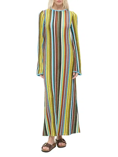Staud Women's Lorena Textured Stripe Maxi Dress - Skate Stripe | Thumbnail 2