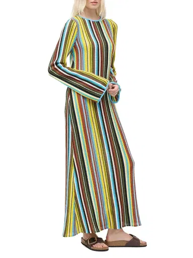 Staud Women's Lorena Textured Stripe Maxi Dress - Skate Stripe | Thumbnail 3