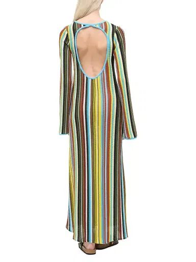 Staud Women's Lorena Textured Stripe Maxi Dress - Skate Stripe | Thumbnail 4