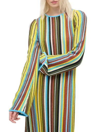 Staud Women's Lorena Textured Stripe Maxi Dress - Skate Stripe | Thumbnail 5