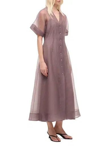 Staud Women's Elle Semi-Sheer Midi-Shirtdress | Thumbnail 3