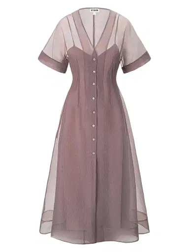 Staud Women's Elle Semi-Sheer Midi-Shirtdress | Thumbnail 1
