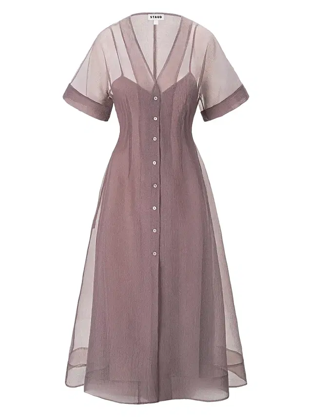 Women's Elle Semi-Sheer Midi-Shirtdress - Mink