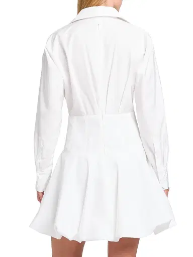 TWP Women's Mila Cotton Poplin Bubble-Hem Mini-Shirtdress - White | Thumbnail 4 TWP Women's Mila Cotton Poplin Bubble-Hem Mini-Shirtdress - White | Thumbnail 4
