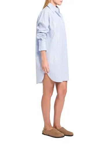 TWP Women's Big Joe Sequined Striped Mini-Shirtdress - Blue Midnight - Size Large | Thumbnail 3