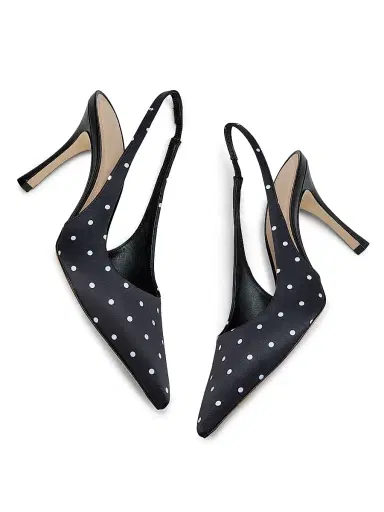 22élevé Women's 90MM Polka Dot Satin Slingback Pumps - Polka Dot - Size 12 | Thumbnail 6 22élevé Women's 90MM Polka Dot Satin Slingback Pumps - Polka Dot - Size 12 | Thumbnail 6