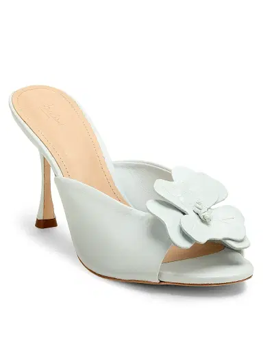22élevé Women's 90MM Floral Appliqué Leather Mules - Ice Melt - Size 11.5 | Thumbnail 2
