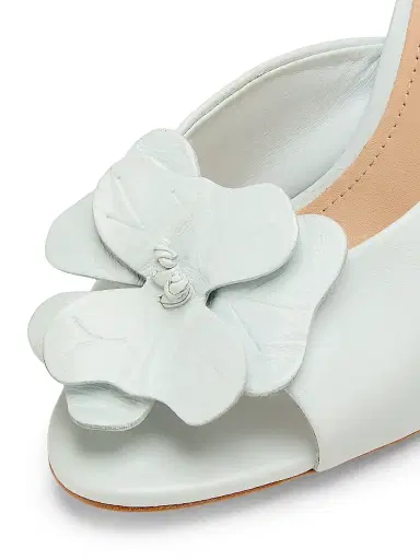 22élevé Women's 90MM Floral Appliqué Leather Mules - Ice Melt - Size 11.5 | Thumbnail 5