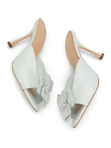 22élevé Women's 90MM Floral Appliqué Leather Mules - Ice Melt - Size 11.5 | Thumbnail 6