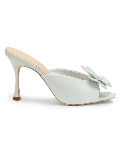 22élevé Women's 90MM Floral Appliqué Leather Mules - Ice Melt - Size 11.5 | Thumbnail 1