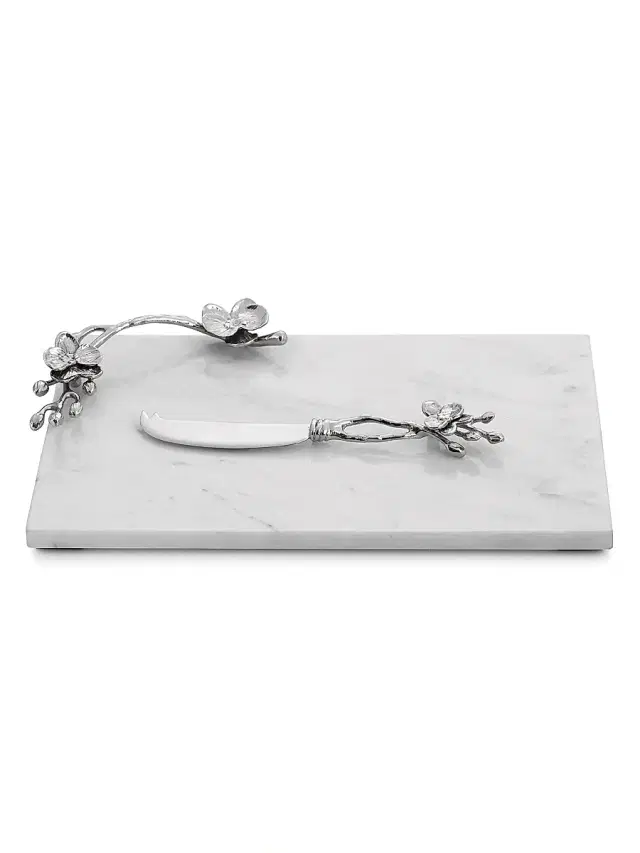 Michael Aram White Orchid Two-Piece Cheese Board & Knife Set