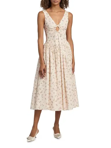 Markarian Women's Penelope Floral Cotton Keyhole Midi-Dress | Thumbnail 3 Markarian Women's Penelope Floral Cotton Keyhole Midi-Dress | Thumbnail 3
