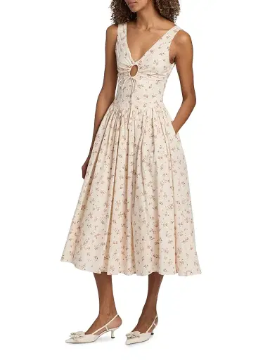 Markarian Women's Penelope Floral Cotton Keyhole Midi-Dress | Thumbnail 4 Markarian Women's Penelope Floral Cotton Keyhole Midi-Dress | Thumbnail 4