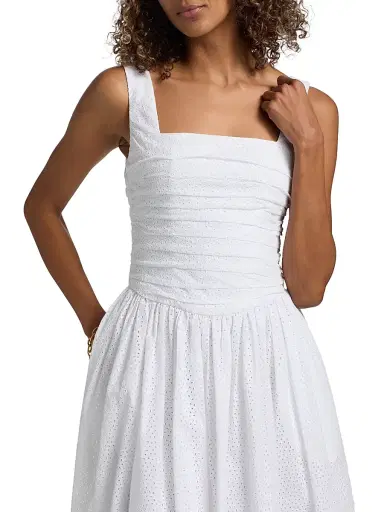 Markarian Women's Maeve Ruched Eyelet Cotton Midi-Dress - White Floral Eyelet | Thumbnail 6 Markarian Women's Maeve Ruched Eyelet Cotton Midi-Dress - White Floral Eyelet | Thumbnail 6