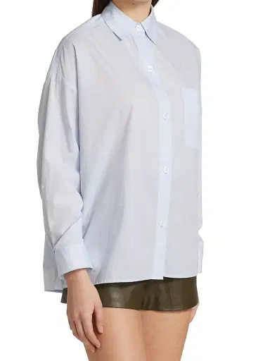 TWP Women's Earl Cotton Shirt - Baby Blue - Size Medium | Thumbnail 4
