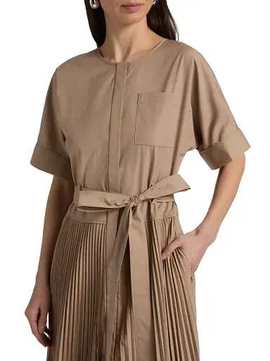 Kobi Halperin Women's Loretta Pleated Cotton-Blend Shirtdress - Khaki | Thumbnail 6 Kobi Halperin Women's Loretta Pleated Cotton-Blend Shirtdress - Khaki | Thumbnail 6