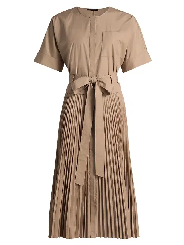 Kobi Halperin Women's Loretta Pleated Cotton-Blend Shirtdress - Khaki