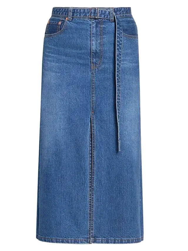 Women's Denim Hybrid Midi-Skirt - Blue