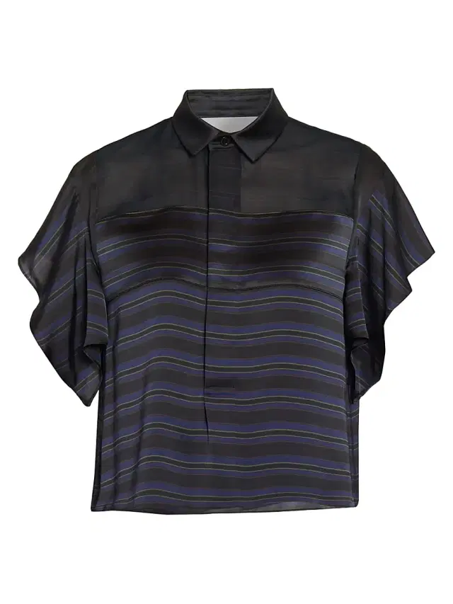 sacai Women's Striped Sheer Yoke Shirt - Black Navy