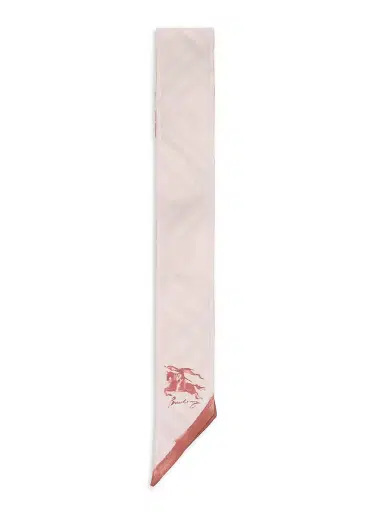 Burberry Women's Floral Checked Silk Skinny Scarf - Quartz Pink | Thumbnail 2