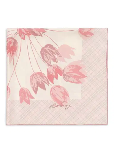 Burberry Women's Tulip-Print Silk Scarf - Quartz Pink | Thumbnail 2
