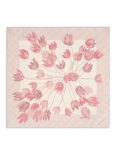 Burberry Women's Tulip-Print Silk Scarf - Quartz Pink | Thumbnail 1