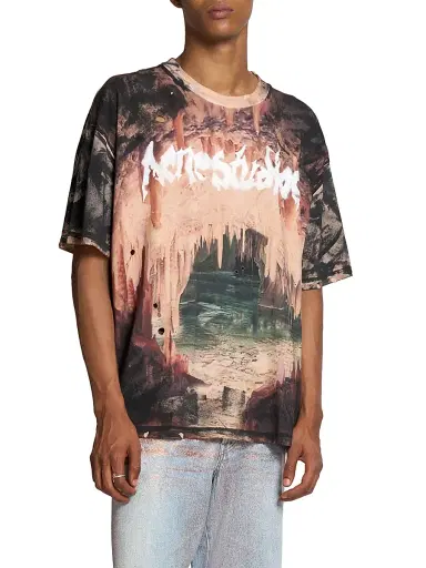 Acne Studios Men's Eresa Cave Cotton Oversized T-Shirt - Black Rust Brown - Size Medium | Thumbnail 3