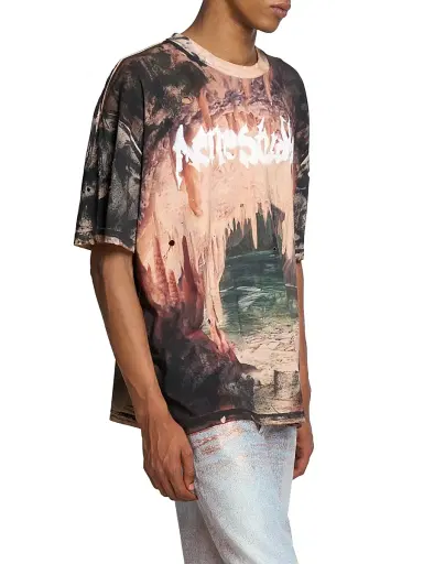 Acne Studios Men's Eresa Cave Cotton Oversized T-Shirt - Black Rust Brown - Size Medium | Thumbnail 4