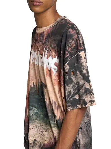 Acne Studios Men's Eresa Cave Cotton Oversized T-Shirt - Black Rust Brown - Size Medium | Thumbnail 6