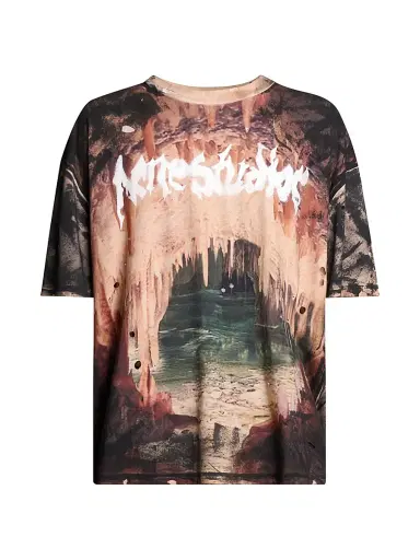 Acne Studios Men's Eresa Cave Cotton Oversized T-Shirt - Black Rust Brown - Size Medium | Thumbnail 1