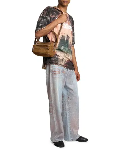 Acne Studios Men's Glitter Dawn Relaxed-Fit Straight-Leg Jeans - Rose Copper Light Blue - Size XL | Thumbnail 2
